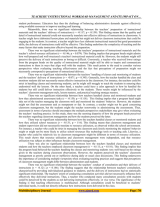 Teachers' Instructional Workload Management and Its Impact on Teaching ...