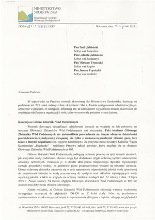 Stanowisko Ministerstwa Środowiska ws. wniosku mieszkańców Żurawlowa