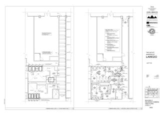 A5252
3/30/20152:52:22PM
BUILDING 5
ENLARGED COMMON
AREA PLANS
LEVEL 2
01COMMON AREA LEVEL 2 - MATERIAL BASE EXTENTS PLAN 1/4" = 1'-0"13COMMON AREA LEVEL 2 - FLOOR FINISH PLAN 1/4" = 1'-0"
1600 WATER STREET
LAREDO TX 78040
Drawn By :
Project No. :
Date :
3042.00
Contact : J NICHOLS
Drawn By :
Project No. :
Date :
Contact :
SM/RM/FA/BW/AS
KEY PLANKEY PLAN
N
B1a B2 B3
A2
B4 A3
A4
PH II
PH II
RETAIL LEVEL 1
RETAIL LEVEL 2
PARKING LEVEL
TOA
THOMAS / O'CONNOR ASSOCIATES LLC
ARCHITECTURE / URBAN DESIGN
1120 GRANT STEET
EVANSTON, ILLINOIS 60201
312-519-9624
03-30-2015
THE OUTLET
SHOPPES AT
LAREDO
AT
TS
XETE FO
SA
REGIS
TERED ARC
H
ITECT
RO
SSG.ADA
MS
14 8 4 9
03-30-2015
BID PACKAGE SET
B1b B1c
B5a B5b
A1a A1b A1c
A5a A5b
5002
2
TYP.
5002
2
TYP.
5002
2
TYP.
5002
2
TYP.
WALLFINISH2
WALL FINISH 2
WALLFINISH2
WALL FINISH 2
WALL FINISH 1
WALL FINISH 2
WALL FINISH 2
WALL FINISH 2
WALL FINISH 2
WALL FINISH 3
(BUILD-OUTS)
WALLFINISH2
WALLFINISH5
WALLFINISH5
PWT-2 @
SINK RECESS
TYP.
PWT-2 @
SINK RECESS
TYP.
WALL FINISH TYPES -
- SEE ELEVATIONS FOR MATERIAL HEIGHTS & COLOR
LOCATIONS
- SEE A5002 SHEET FOR WALL FINISH TYPICALS
WALL FINISH 1:
- PROFILE RUBBER BASE (RPB-1)
- PAINT (P/IE-3) BELOW CHAIR RAIL
- CHAIR RAIL (CR-1)
- WALLCOVERING (WC-1) ABOVE CHAIR RAIL
WALL FINISH 2:
- PORCELAIN WALL TILE (PWT-1)
- PORCELAIN BULLNOSE (PBN-2) TO CAP WALL TILE
- GLASS ACCENT WALL TILE (SEE TYP. ON A5002)
- PAINT (P/IE-2) ABOVE TILE
WALL FINISH 3: TILE BUILD OUT AT SINK
- FLOOR TO CEILING GLASS TILE MOSAICS (MT-2).
TYPICAL ON ALL 3 SIDES AND BOTTOM OF
BUILD-OUT.
- SCHLUTER STRIP (SLTS-1) FOR OUTSIDE
CORNERS ONLY
WALL 4: RESTROOM ENTRIES
- PROFILE RUBBER BASE (RPB-1)
- FLOOR TO CEILING PAINT (P/IE-10)
WALL FINISH 5: WOMEN'S LOUNGE
- PROCELAIN BULLNOSE (PBN-2) AS WALL BASE
- WALLCOVERING (WC-1) FLOOR TO CEILING ON
(3 WALLS TYPICAL).
WALL FINISH 6: VENDING
- RUBBER PROFILE BASE (RPB-1)
- FLOOR TO CEILING PAINT (P/IE-3)
WALL
FINISH2
WALL
FINISH 4
WALL
FINISH 4
REVEAL
(SEE ELEVATIONS)
REVEAL
(SEE ELEVATIONS)
WALL
FINISH 4
WALLFINISH1
WALL
FINISH 4
WALL
FINISH2
WALLFINISH1
WALLFINISH2
WALLFINISH2
WALL FINISH 2
WALL FINISH 3
(BUILD-OUTS)
WALL FINISH 5
WALLFINISH6
WALLFINISH2
WALLFINISH2
WALLFINISH2
CORNER
GUARDS
(SEE
ELEVATIONS)
CORNER
GUARDS
(SEE
ELEVATIONS)
2'-0"
2'-0"
WALLFINISH1
WALLFINISH1
5002
2
2PFT
2PFT
2PFT
2PFT
2" MARBLE
TRANSITION
THRESHOLD
2" MARBLE
TRANSITION
THRESHOLD
SEE A5002 FOR ENLARGED FLOOR
PATTERN REPEAT. ACCENT VCT FOR
THIS CORRIDOR SHALL BE VCT- 4
(COLOR: GRANNY SMITH)
1PFT
2MT
1PFT
3MT
2PFT
3MT
1PFT
FLOOR NOTE AT WALL REVEALS:
VCT FLOOR AND/OR 2" MARBLE FLOOR
TRANSITION SHALL EXTEND INTO
REVEAL AT WALL. SEE ELEVATIONS.
3" 2'-4" 3"
ALIGN TILE BUILD-OUT WITH
FLOOR PATTERN INSET
3"1'-101
2" 3"
TILE BUILD-OUT DOES NOT
ALIGN WITH FLOOR PATTERN INSET
2'-10" 2'-10" 2'-10" 2'-10"
5'-1"
EQ. 5'-7" 3" EQ.
4'-2"EQ.EQ.
4'-111
2"
2'-41
2" 2'-41
2" 2'-41
2" 2'-41
2"
7VCT
7VCT
7VCT
7VCT
7VCT
7VCT
7VCT
7VCT
7VCT
7VCT
RTS-1
RTS-1
RTS-1
RTS-1
51
2" 51
2" 51
2"31
2"
10" 10" 10" 5"5"5"
3" TYP.
(3) 1X1
TILES WIDE
3" TYP.
(3) 1X1
TILES WIDE
2'-0"
2'-0"
RTS-1
 