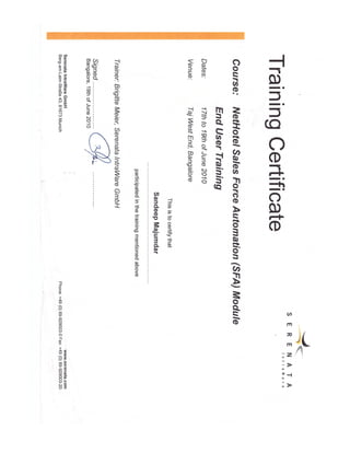 Sandy SFA Certificate