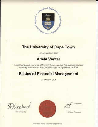 UCT Basics of Financial Management