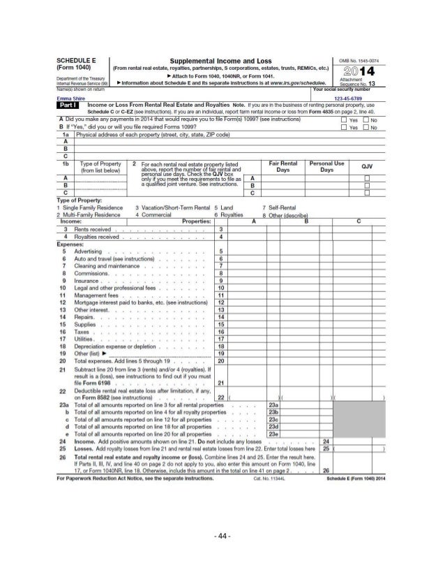 portfolio m jones schedule e form 1040