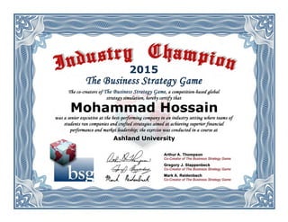 Ashland University
Mohammad Hossain
2015
 