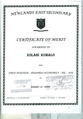 merit of certificate