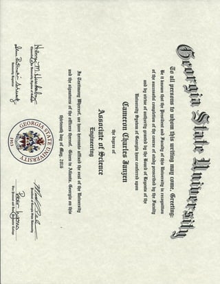 C. Janzen A.S. Engineering, GSU Diploma