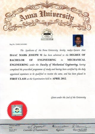 B.E Certificate