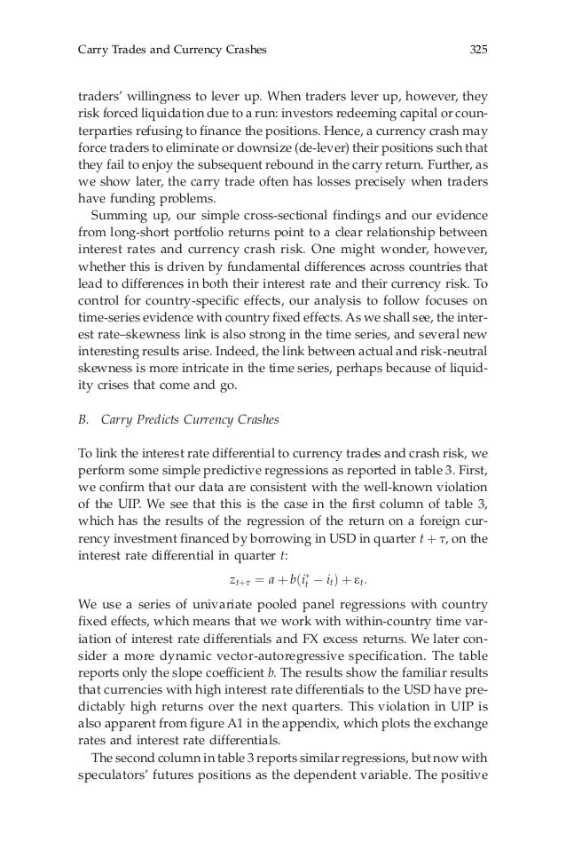 carry trade and currency crashes This paper argues that the carry trade should instead be yen carry trade and the subprime crisis 2009, “carry trades and currency crashes,” nber. carry trade and currency crashes This paper argues that the carry trade should instead be yen carry trade and the subprime crisis 2009, “carry trades and currency crashes,” nber.