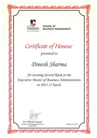 Certificate of Honour