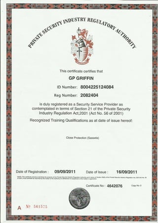PSIRA Certificate