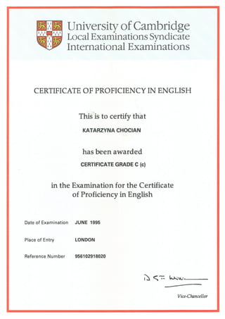 Certificate of Proficiency in English-University of Cambridge