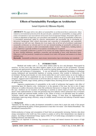 Effects of Sustainability Paradigm on Architecture | PDF