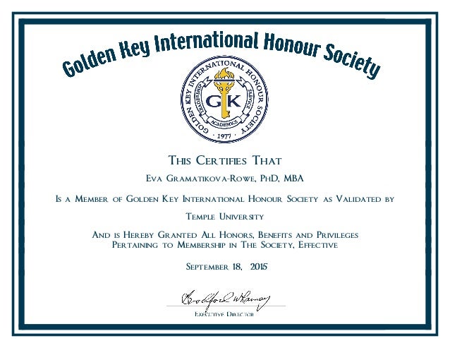 golden key honor society certificate phd certificate