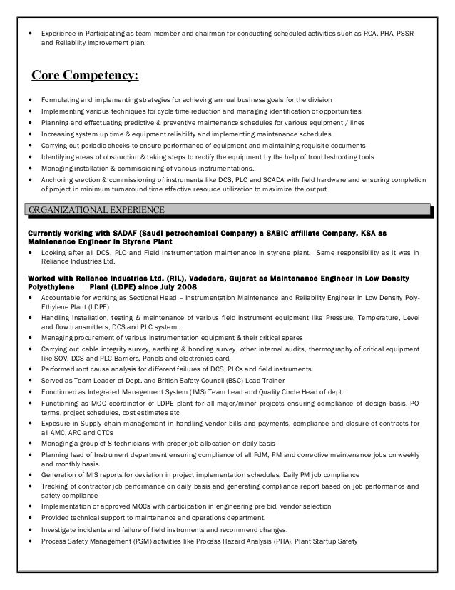 resume instrumentation engineer 9 year experience instrumentation project engineer resume