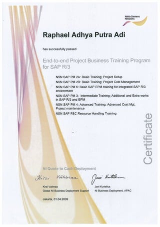 SAP P20 Certificate