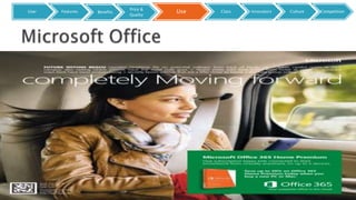 User Features UseBenefits
Price &
Quality
Class Innovators Culture Competition
 