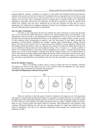 Design and Fabrication of wear Testing Machine | PDF