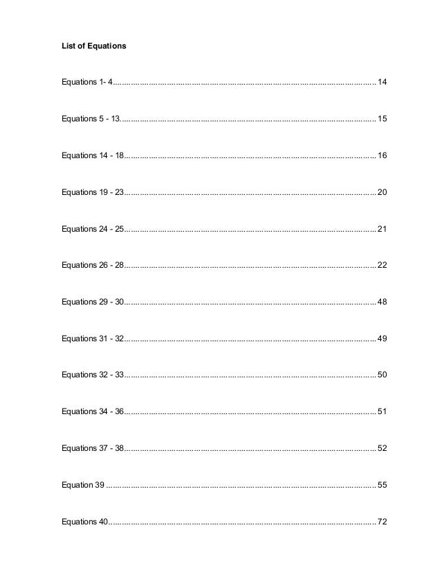 Table of equations picture