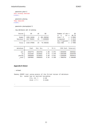 Industrial Economics EC4417
11
Appendix4: Ovtest
 
