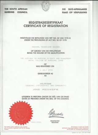 Certificate of Registration (Nursing Council)