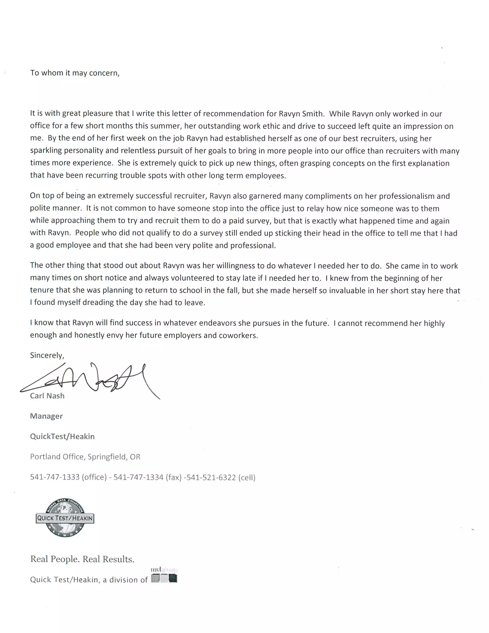 Carl - Letter of Reccomendation | PDF