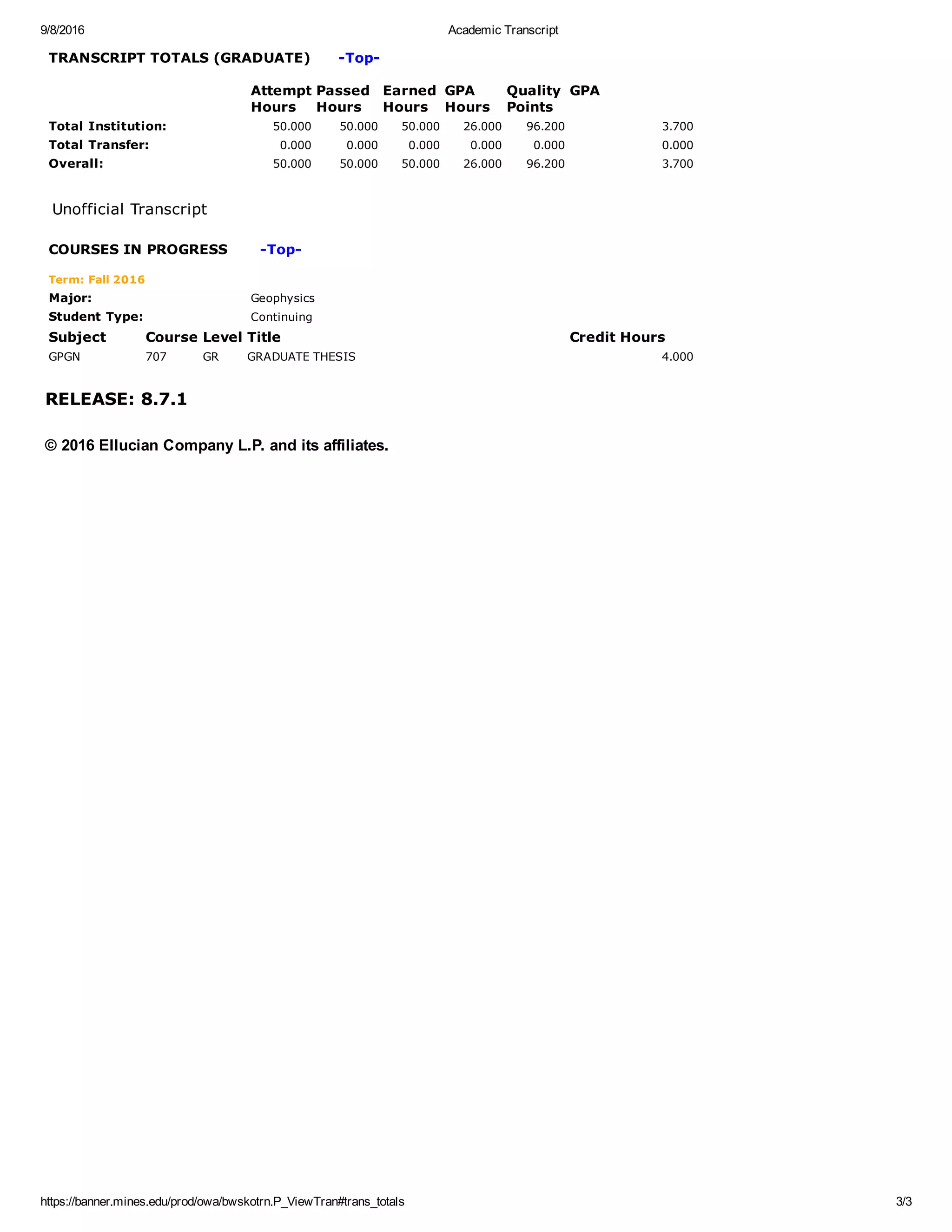 Academic Transcript | PDF