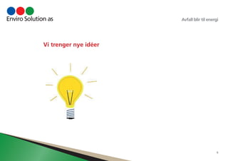 Avfall blir til energi 
6 
Vi trenger nye idéer 
 