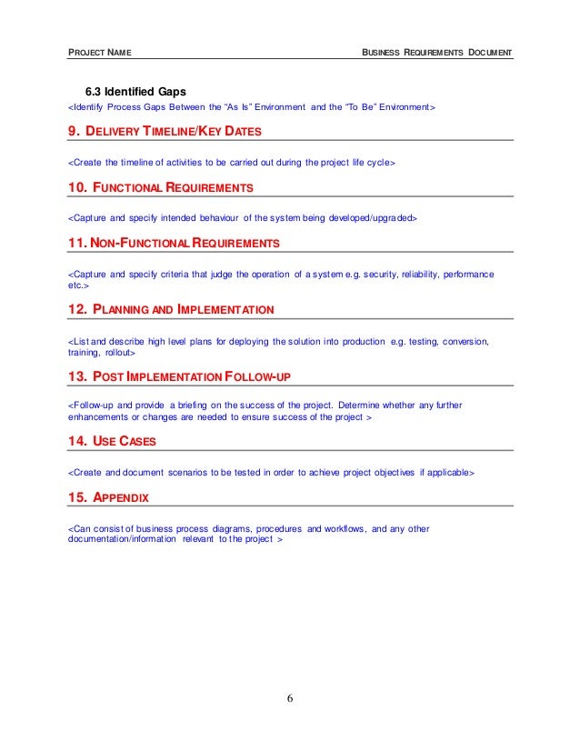 Business Requirements Document Template