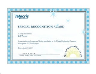 Talecris Special Recognition Award - April 27, 2011