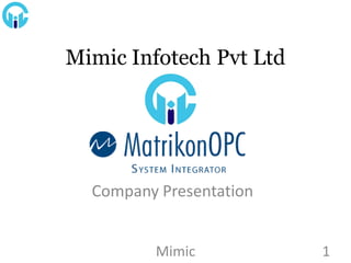 Mimic Infotech Pvt Ltd
Company Presentation
Mimic 1
 