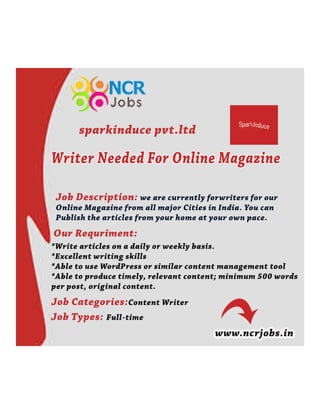Hiring For Content Writer 