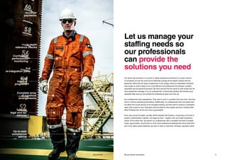 54 We go beyond recruitmentOur services
Let us manage your
staffing needs so
our professionals
can provide the
solutions you need
Our day-to-day business is to connect a highly professional workforce to a broad network
of companies all over the world and to efficiently arrange all the details involved with the
placement. More than 30 years of experience in the energy, marine & renewables industries
have taught us what it takes to be a truly effective and professional link between valuable
specialists and top global businesses. We have learned that the secret is quite simple and we
have passed the message on to our professionals: Continuously develop and enhance your
specialist skills and you can achieve the professional goals you have set.
Our professionals have expectations. They want to work in a position that suits them. And they
want to continue developing themselves. Additionally, our professionals want and expect their
tax affairs and social security to be managed properly, and they want to receive a competitive
salary that is paid on time. Employers want the best for their people and their company. With
Atlas Professionals, all this and more is guaranteed.
Every day, across the globe, we offer clients bespoke HR solutions, comprising a full suite of
taxation, administrative, logistics, and legal services – together with up-to-date compliance
advice. At the same time, we present our professionals with a complete overview of suitable
career opportunities, consult them on their future professional development and provide them
with many highly valued additional services in order to meet their individual, specialist needs.
Up-to-date
compliance
advice
Tailored
legal and tax
advices
Solid
training
programs
Complete array
of logistical
arrangements
Full
re-integration plans
Continuous
performance
monitoring
In-depth
reference checks
Accurate
payments
 