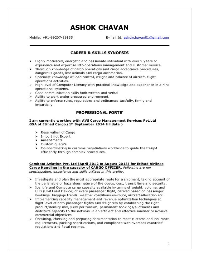 resume ashok chavan cargo officer 1 pdf warehouse assistant resume samples