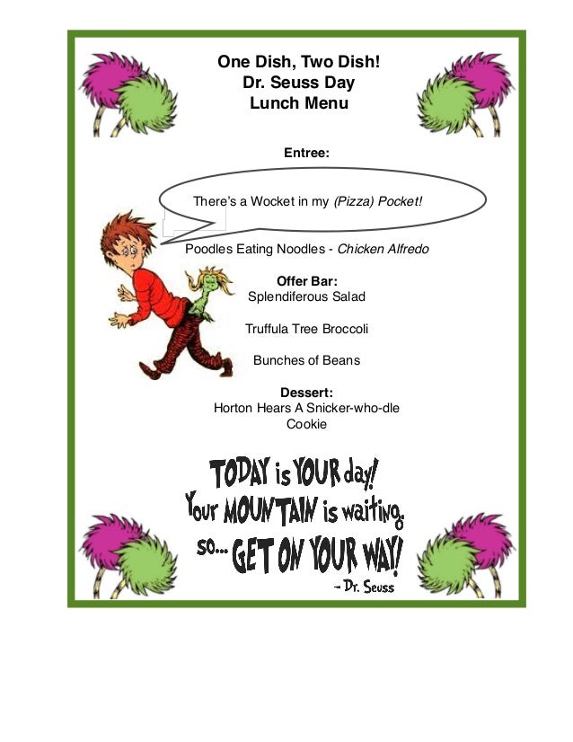 Dr Seuss Menu SIgns