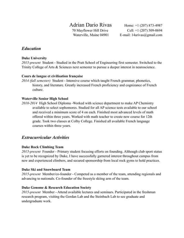 Adrian Rivas CV spring 2016 | PDF