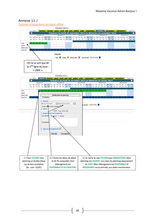 Madame Vacance Adrien Bonjour !
40
Annexe 11 /
Tutoriel d’ouverture du back office
 