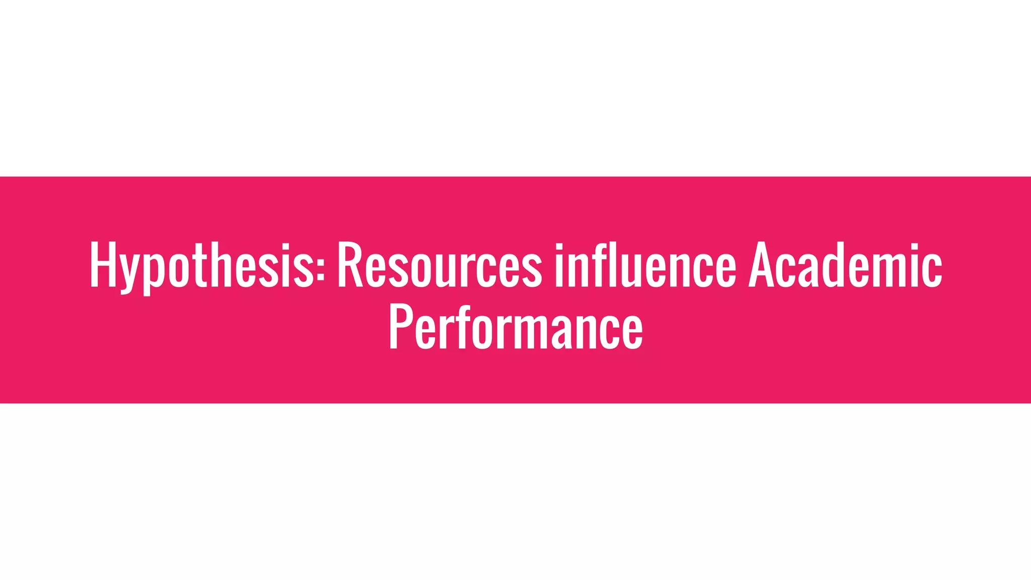 Hypothesis: Resources influence Academic
Performance
 