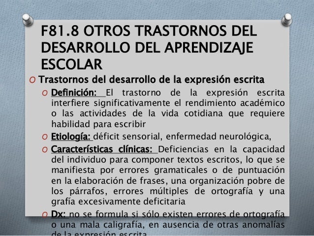 F81 transtornos especificos del desarrollo del aprendizaje escolar