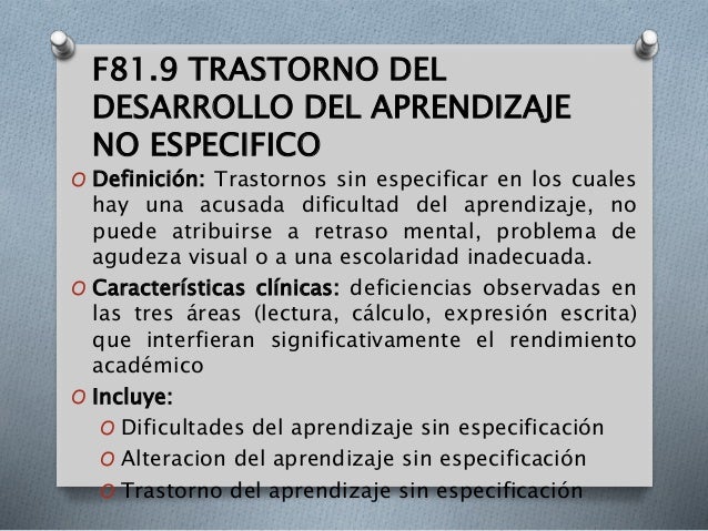 F81 transtornos especificos del desarrollo del aprendizaje escolar