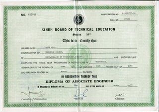 Diploma of Associate Engineering Certificate