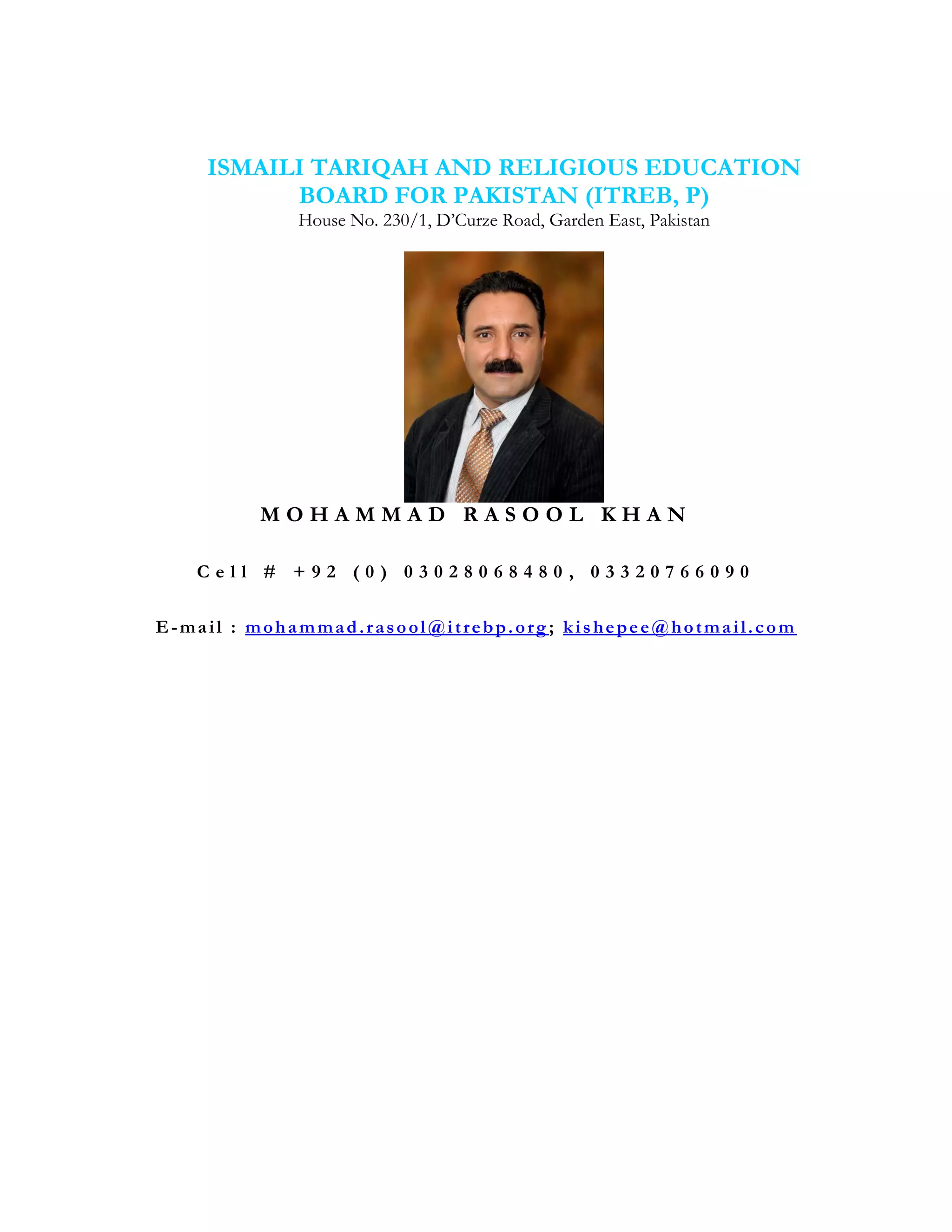 Mohammad Rasool Khan's CV | PDF