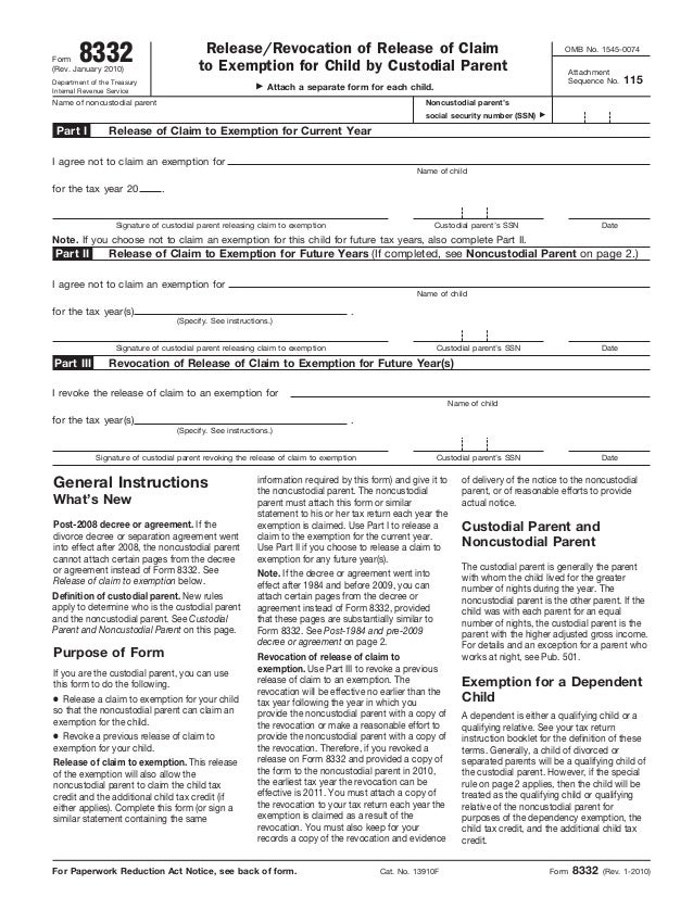Printable 8332 Tax Form Printable Forms Free Online Printable 8332 Tax Form Printable Forms Free Online