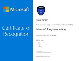 Craig Hansen
Microsoft Imagine Academy
30 MIN
DEC 12, 2016
 
