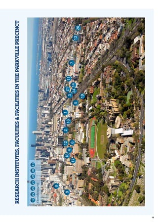 10
RESEARCHINSTITUTES,FACULTIES&FACILITIESINTHEPARKVILLEPRECINCT
EastMelbourne
6
5
4169
20
2417
19
1
3
13
11
7
1821
14
8
31273028232210
122
15
 