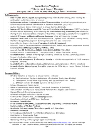 Jayan - IT Manager, Project Manager, ITSM | PDF