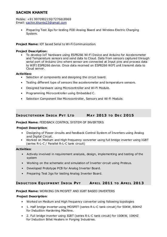 Power electronics design engineer resume