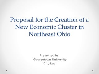 Proposal for the Creation of a
New Economic Cluster in
Northeast Ohio
Presented by:
Georgetown University
City Lab
 