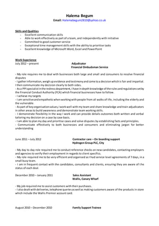 Halema Begum Cv | DOCX