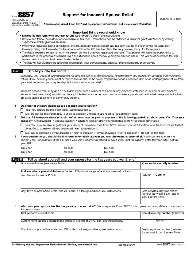 request for innocent spouse relief relief form