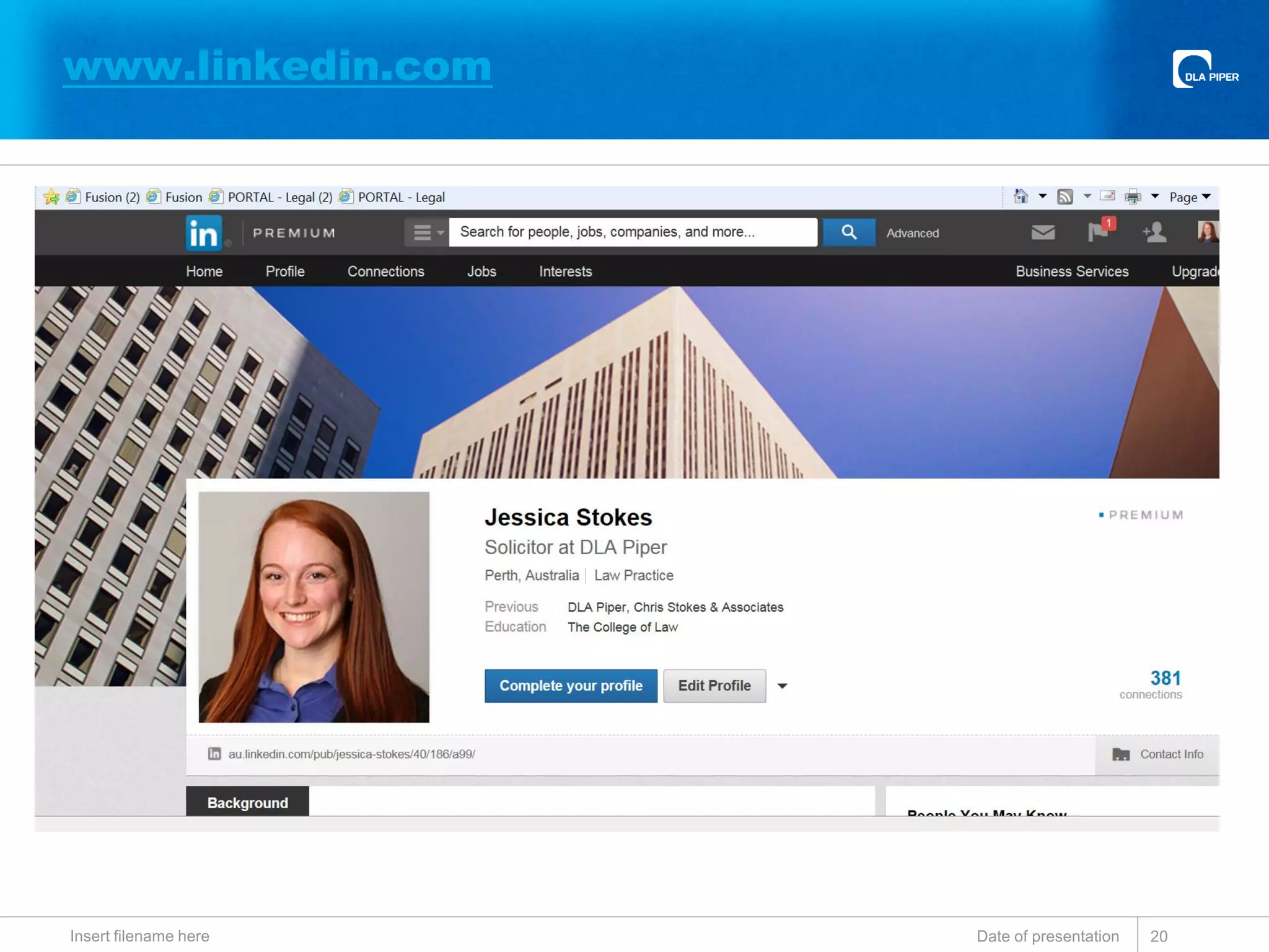 www.linkedin.com
Date of presentationInsert filename here 20
 