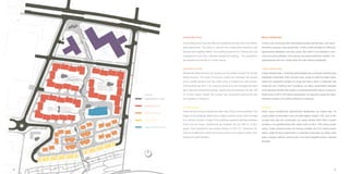 2120
Blocos residenciais
O bloco de construção tem densidade residencial efectiva, com apar-
tamentos a preços mais acessíveis. O bloco está dividido em edifícios
ligeiramente afastados uns dos outros, têm entre 4 a 6 andares e uma
cave que será utilizada como parque de estacionamento coletivo. Os
apartamentos têm em média entre 60 a 80 metros quadrados.
Casas residenciais
Casas residenciais e vivendas germinadas são a solução perfeita para
habitação unifamiliar. Este conceito solto, onde os edificios estão espal-
hados em pequenos grupos ao longo de toda a área, é inspirado nas
casas de vila. O edifício tem 3 andares, um deles subterrâneo utilizado
comoparqueresidencialcoletivo,osapartmentostêmáreascompreen-
didas entre os 60 e 120 metros quadrados, em geral as casas têm apar-
tamentos duplex com jardins próprios ou terraços.
Vivendas
Estas casas residências representam alojamento de classe alta. As
casas estão construídas numa encosta ligeira virada a Sul, que é ide-
al para este tipo de construção, as casas variam entre três e quatro
andares e os apartamentos têm áreas entre os 80 e 180 metros quad-
rados. Cada vivenda possui um terraço privado de 23,5 metros quad-
rados, estes terraços generosos e varandas prolongam as áreas úteis
para o espaço exterior onde se tem uma vista magnífica para o parque
Rokytka.
Residential blocks
The building block has the effective residential density with most afford-
able apartments. The block is divided into independent building units
that are each slightly shifted. The building has from 6 to 4 floors and one
underground level with collective residential parking. The apartments
are between 60 and 80 m2 of floor space.
Apartment houses
Residential attached and row houses are the perfect solution for private
family housing. This loose fit concept, where the buildings are spread
out in smaller groups over the entire area, is inspired by villa houses.
The building has from 3 to 2 ground levels and one underground level
with collective residential parking. Apartments are between 60 and 120
m2 of floor space. Mainly the houses has maisonette apartments with
own gardens or terraces.
Terrace houses
These terrace houses represents high-class living accommodation. The
shape of the buildings determines a slight southern slope, which is ideal
for a terrace houses. Height of the building regularly alternate between
three and four floors. Apartments are between 80 and 180 m2 of floor
space. Each apartment has private terrace of 23,5 m2. Generous ter-
races and balconies extend the living areas to the outdoor space over-
looking the park Rokytka.
ADMINISTRATIVE BUILDNG
RESIDENTIAL BLOCK
APARTMENT HOUSES
TERRACE HOUSES
PUBLIC SERVICES BUILDING
LAND USE
 